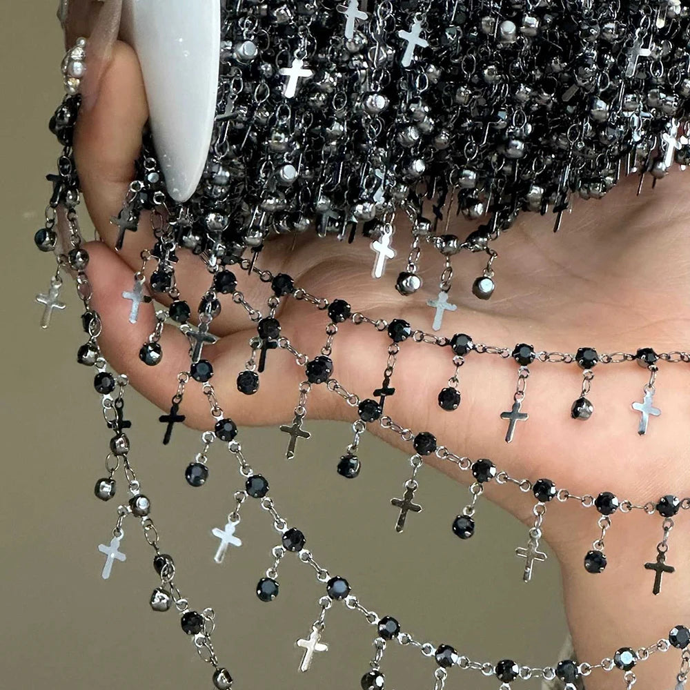 0.5/1 Meter Goth Style Black Cross Skeleton Pendant Chain For DIY Necklace Women Unique Link Aesthetic Halloween Jewelry﻿﻿